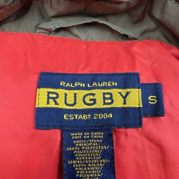 Ralph Lauren Rugby Down Vest Calf Suede Patch Army Green Men’s Size S Small - Picture 8 of 16